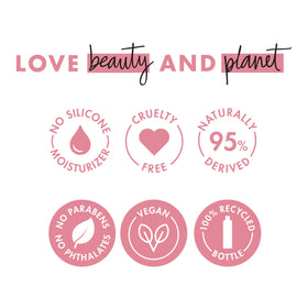 Love Beauty and Planet bottle staged in bathroom reflecting eco-conscious lifestyle