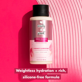 Love Beauty and Planet creamy conditioner texture demonstrating lightweight hydration