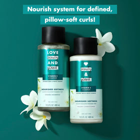 Love Beauty and Planet conditioner being applied in shower to detangle