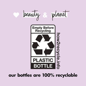 Love Beauty and Planet nana leaf and hemp display for soothing natural scent