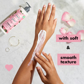 Love Beauty and Planet lotion texture close-up showing fast absorption