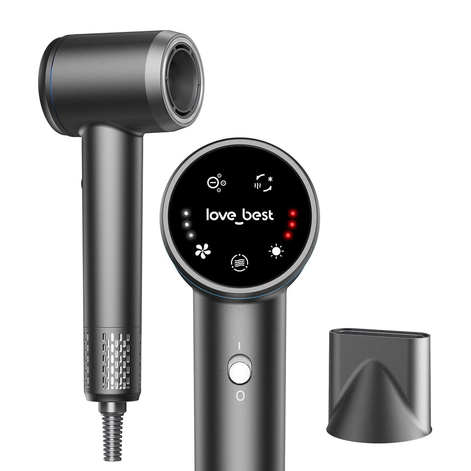love best front view of hair dryer showing sleek housing and grip for easy handling