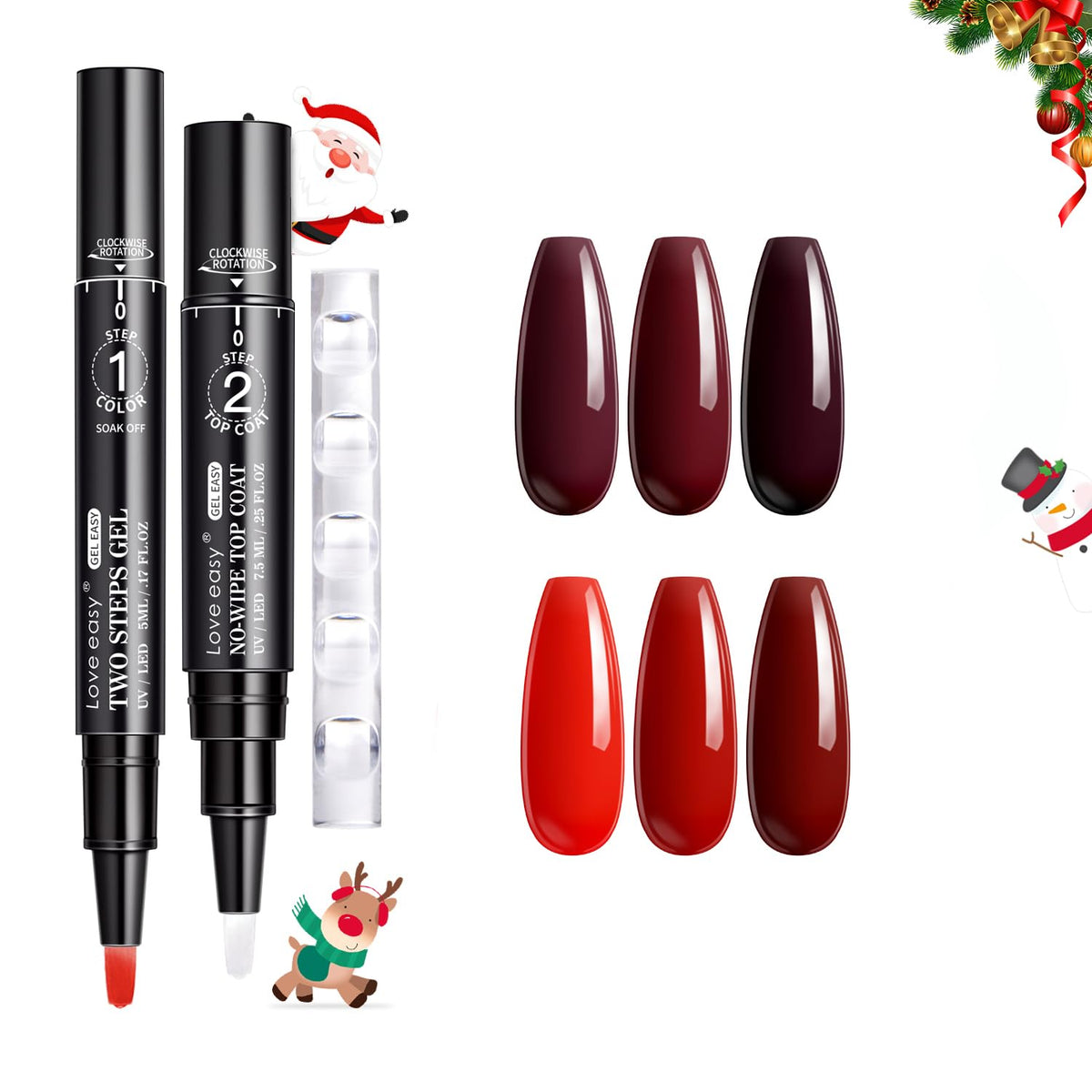 Love easy front packaging showing red gel pen set and top coat, ideal gift