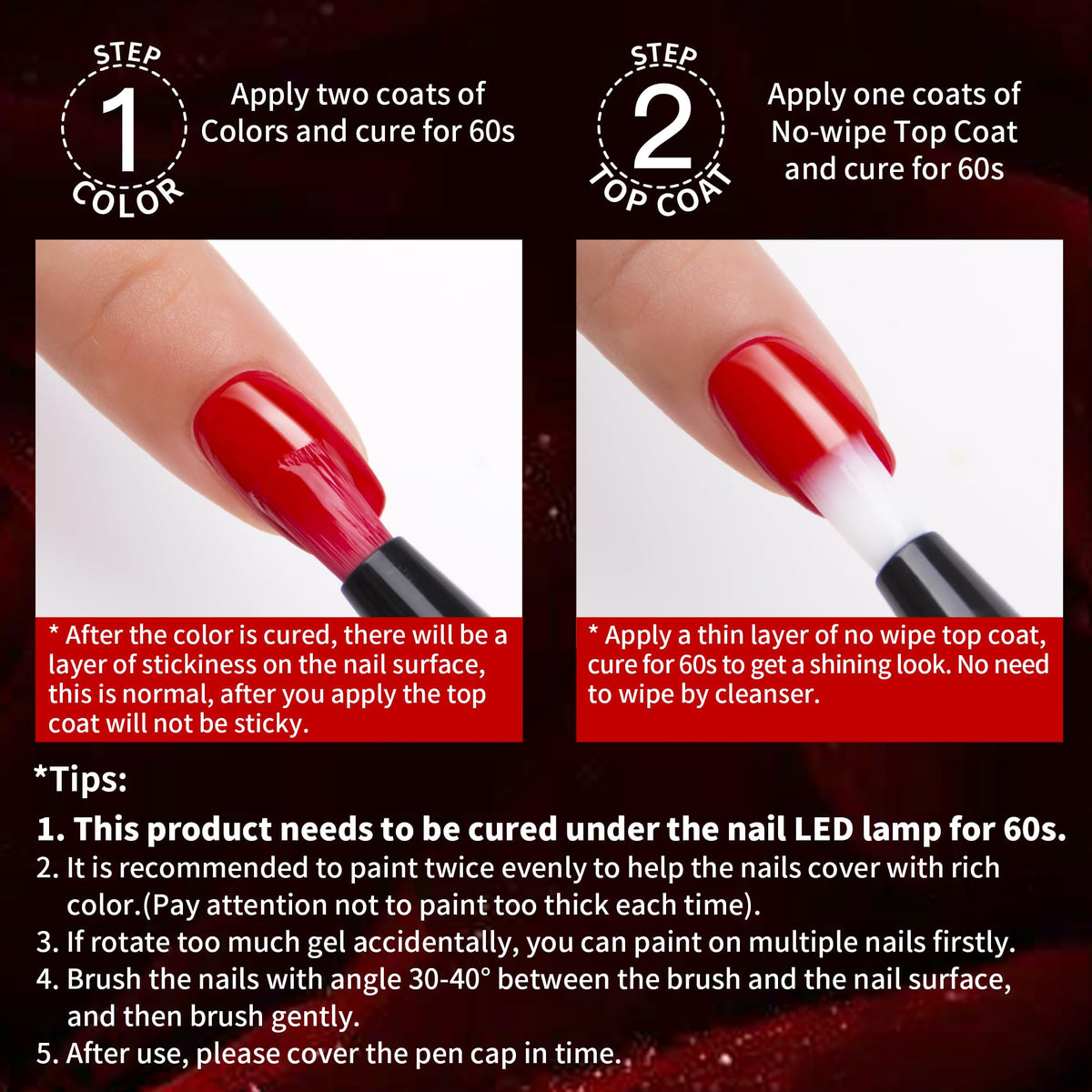 Love easy no-wipe top coat pen showing glossy protection and long wear