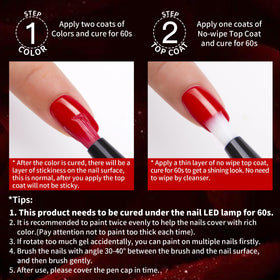 Love easy no-wipe top coat pen showing glossy protection and long wear