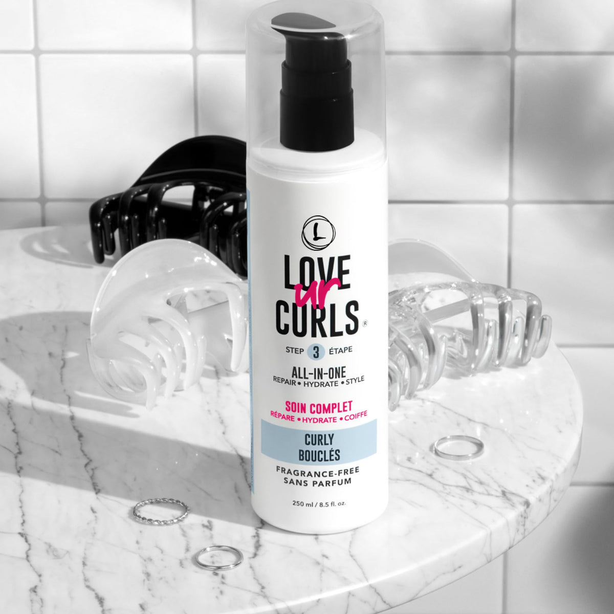Love Ur Curls before and after curls showing defined, frizz-reduced results