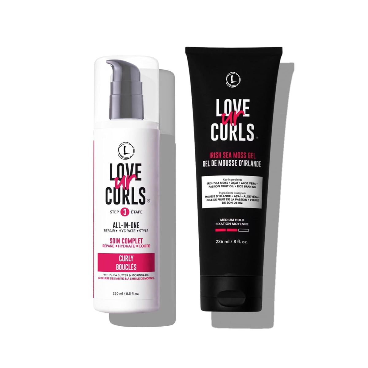 Love Ur Curls bundle front packaging showing both products and benefits