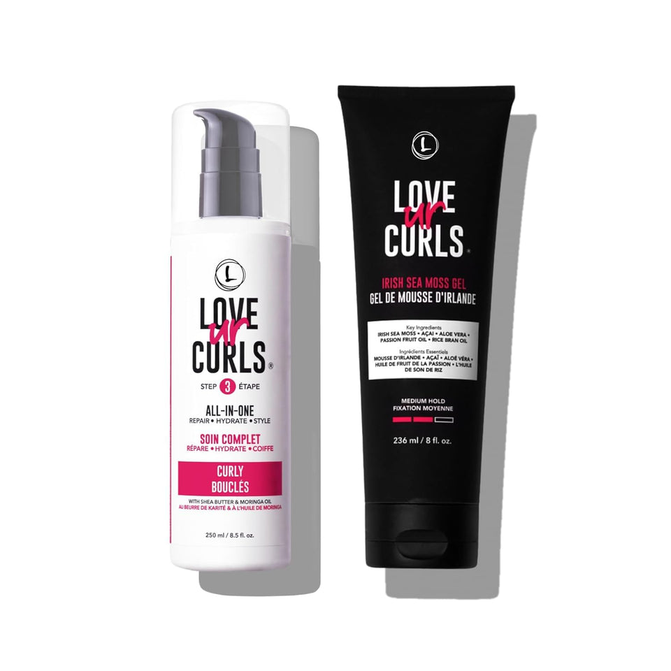 Love Ur Curls bundle front packaging showing both products and benefits