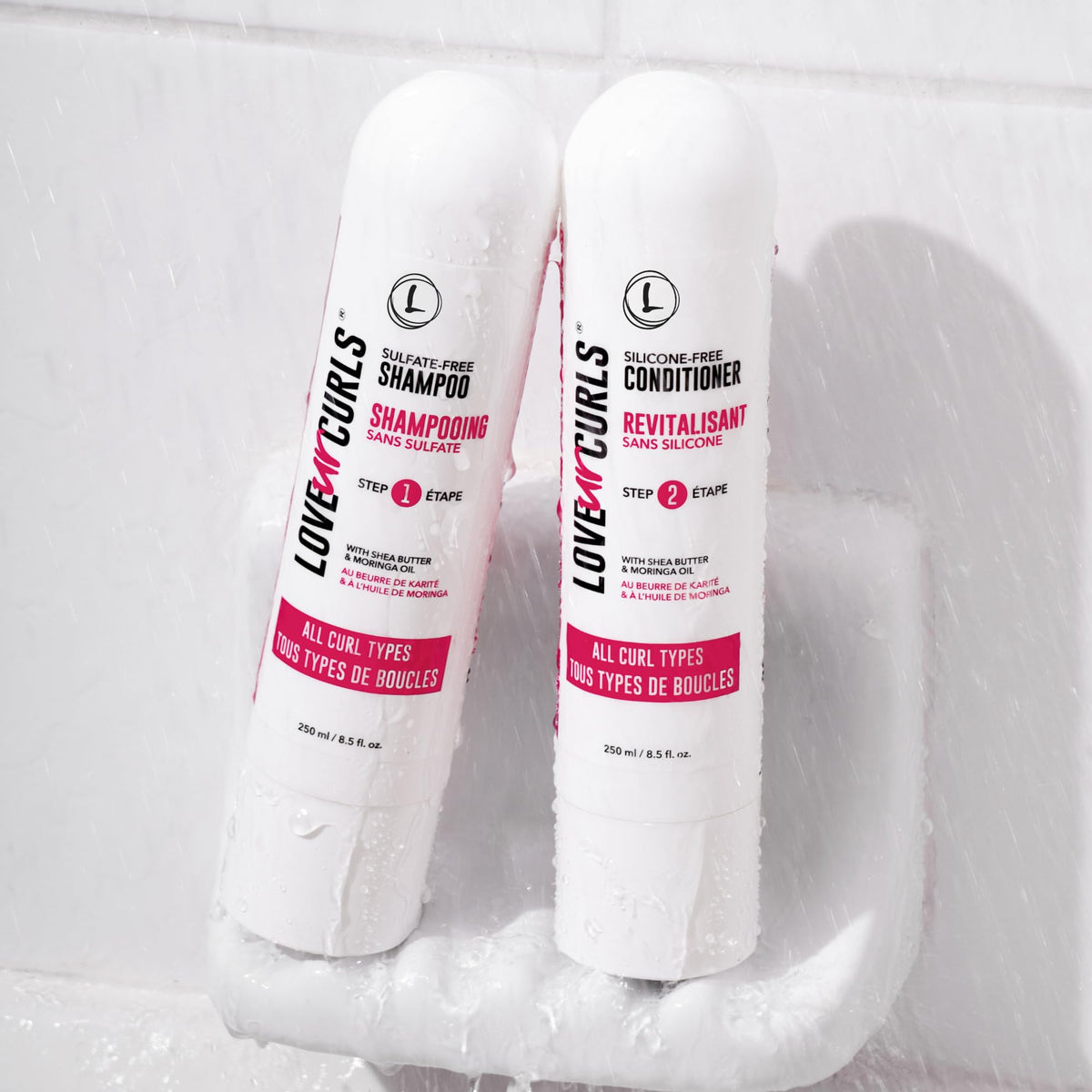 Love Ur Curls conditioner texture closeup on hand, rich slip for easy detangling