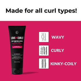 Love Ur Curls applied in shower on wet curls illustrating no-heat express treatment benefit