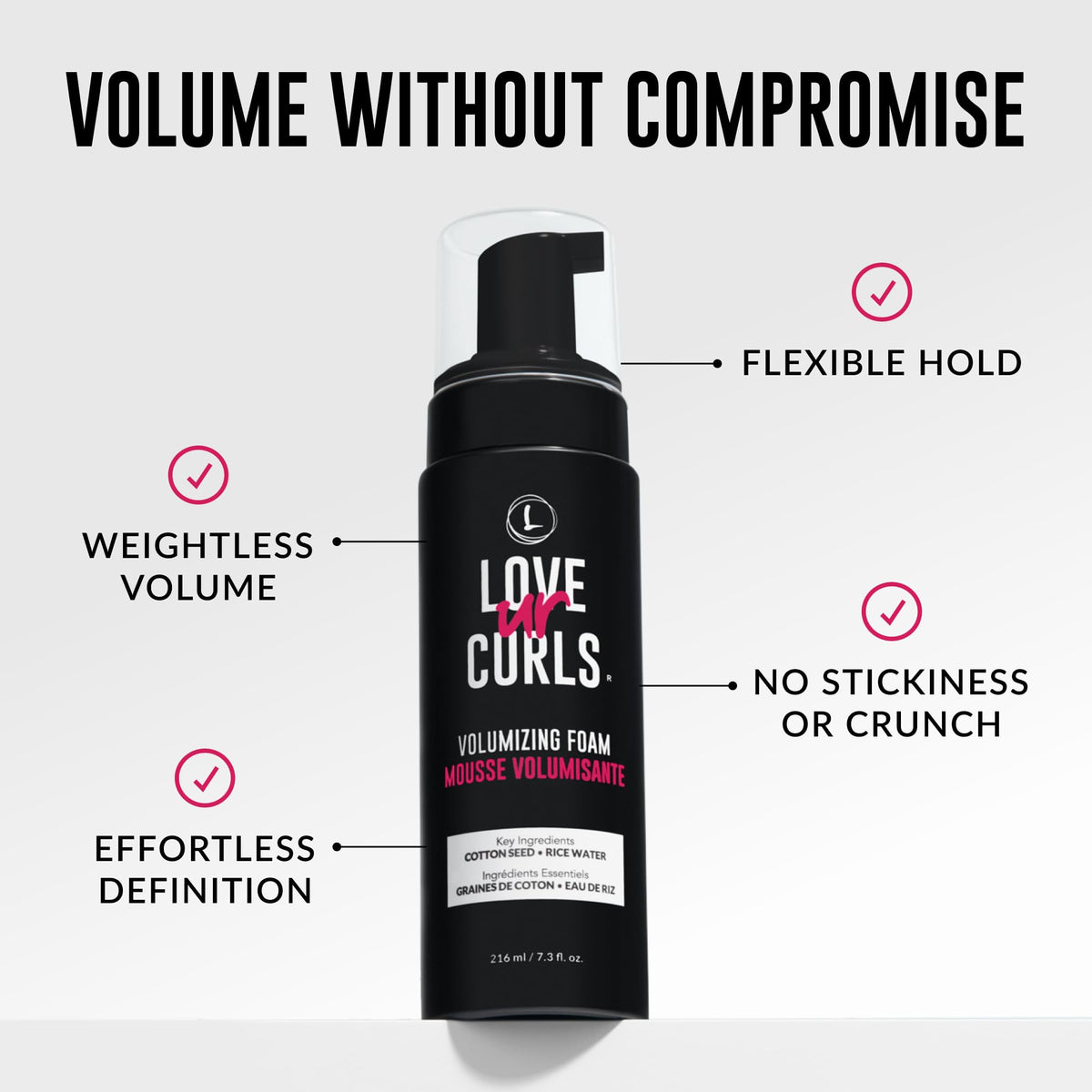 Love Ur Curls foam applied at roots demonstrating instant lift