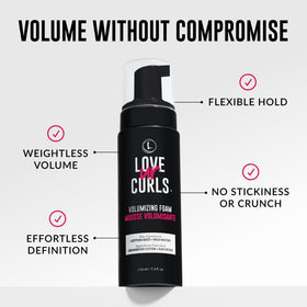 Love Ur Curls foam applied at roots demonstrating instant lift