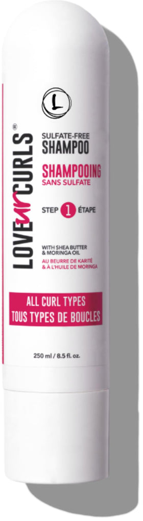 Love Ur Curls front bottle view showing packaging and benefit of gentle cleanse