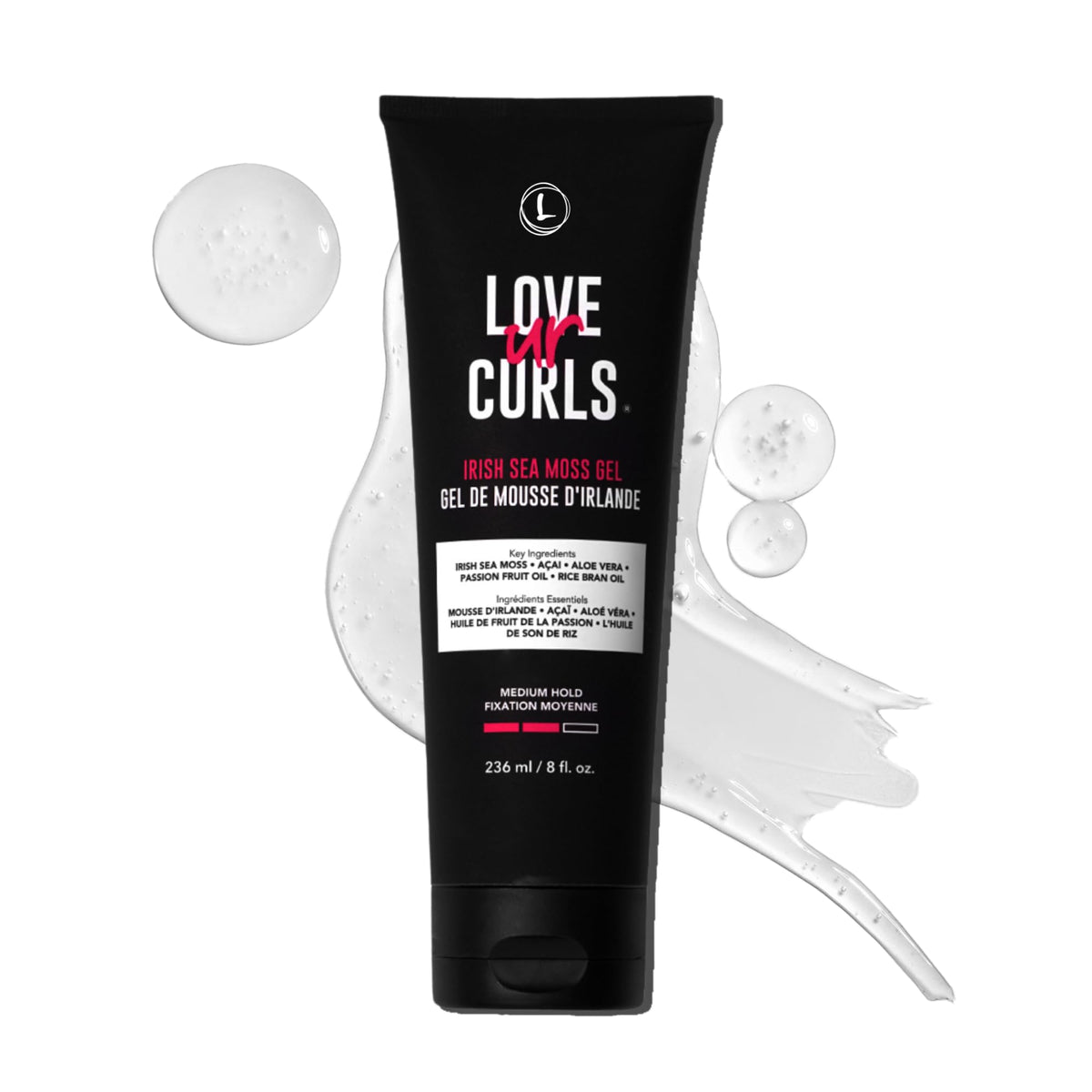 Love Ur Curls front packaging showing gel bottle and benefits
