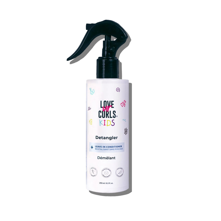 Love Ur Curls front bottle showing kid-friendly detangler benefits