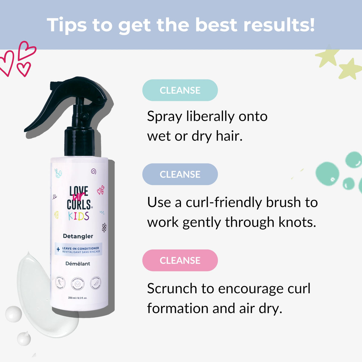 Love Ur Curls product label with pediatrician-approved badge visible