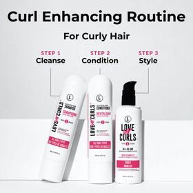 Love Ur Curls shampoo pump closeup highlighting gentle moisturizing formula and ease