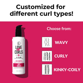 Love Ur Curls applied to damp wavy hair delivering defined waves