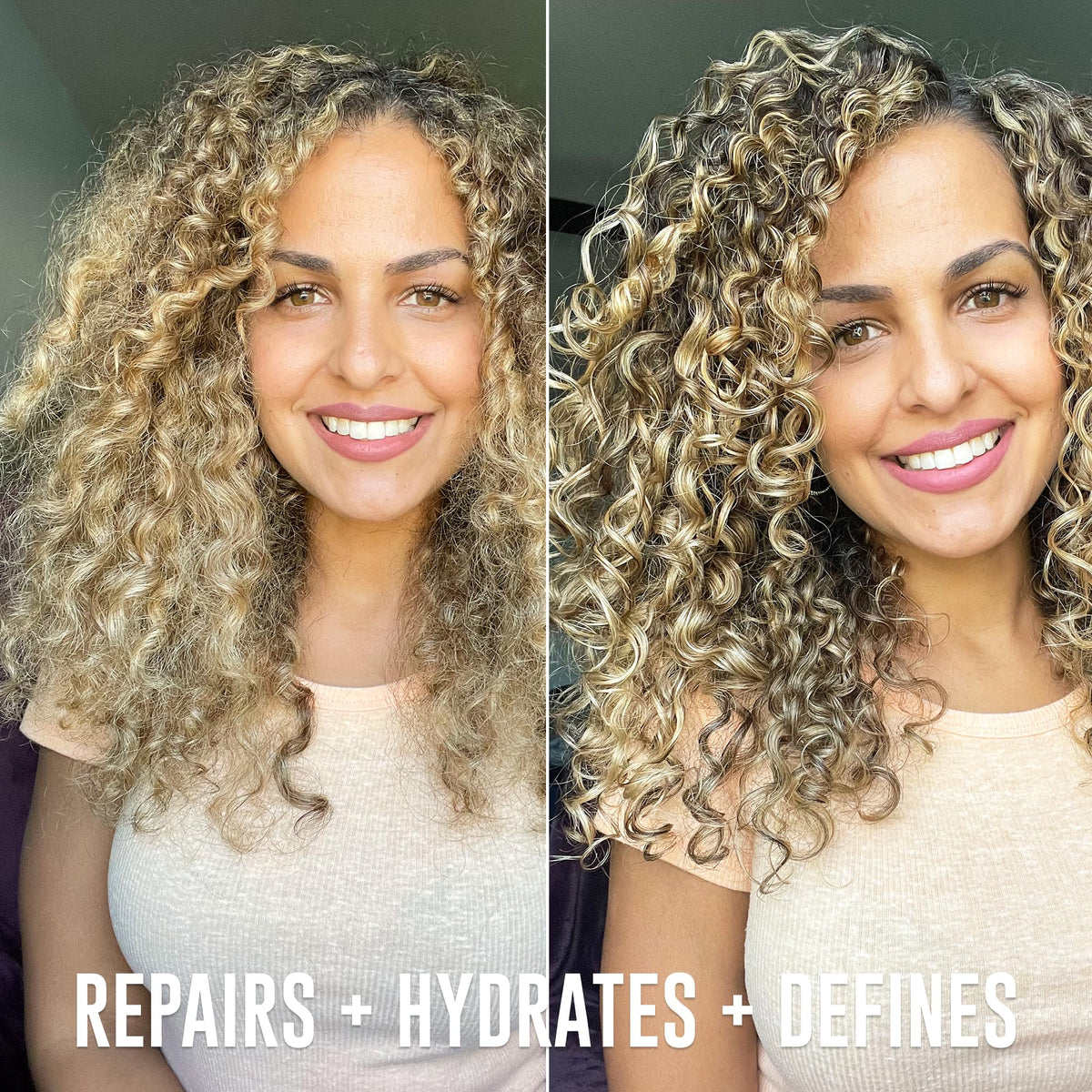 Love Ur Curls styler squeezed onto palm showing lightweight cream for touchable hold