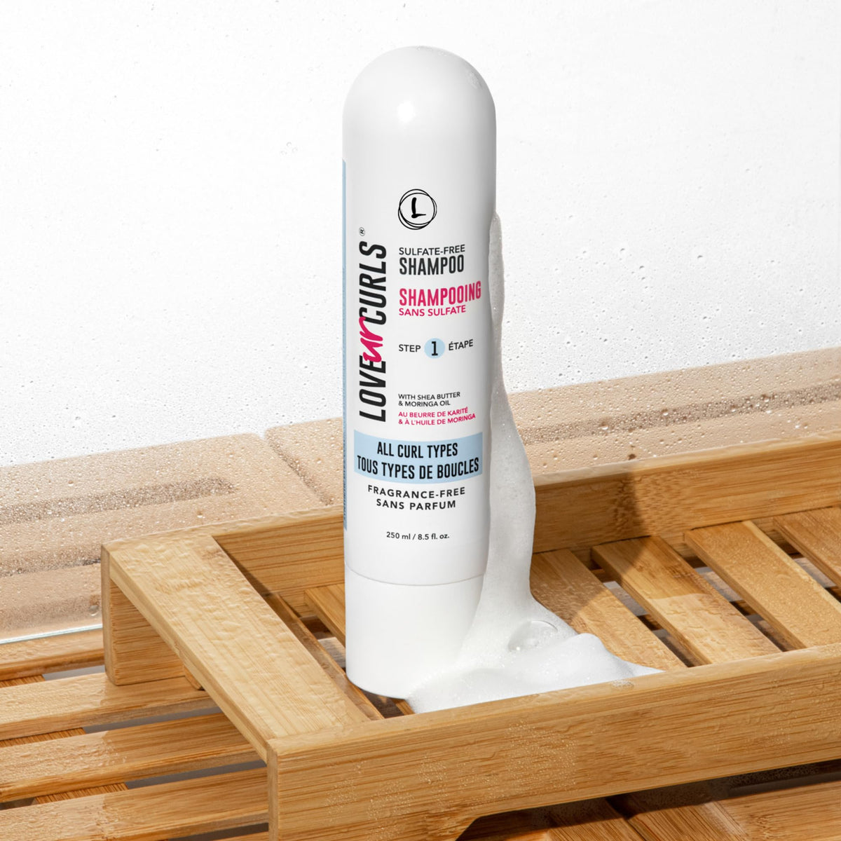 Love Ur Curls concentrate foam texture demonstrating gentle lather and moisturizing feel