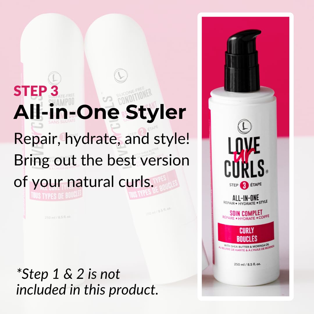 Love Ur Curls cream texture swipe illustrating smooth slip for detangling