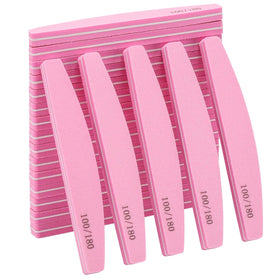 LoveBB front view of 20 pink buffer blocks showing quantity and compact packaging for salon kits