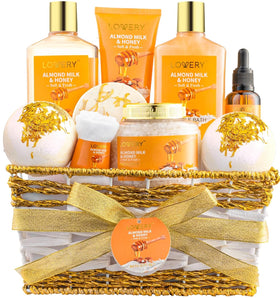 LOVERY basket front packaging showing all 10 pieces and elegant gift wrap