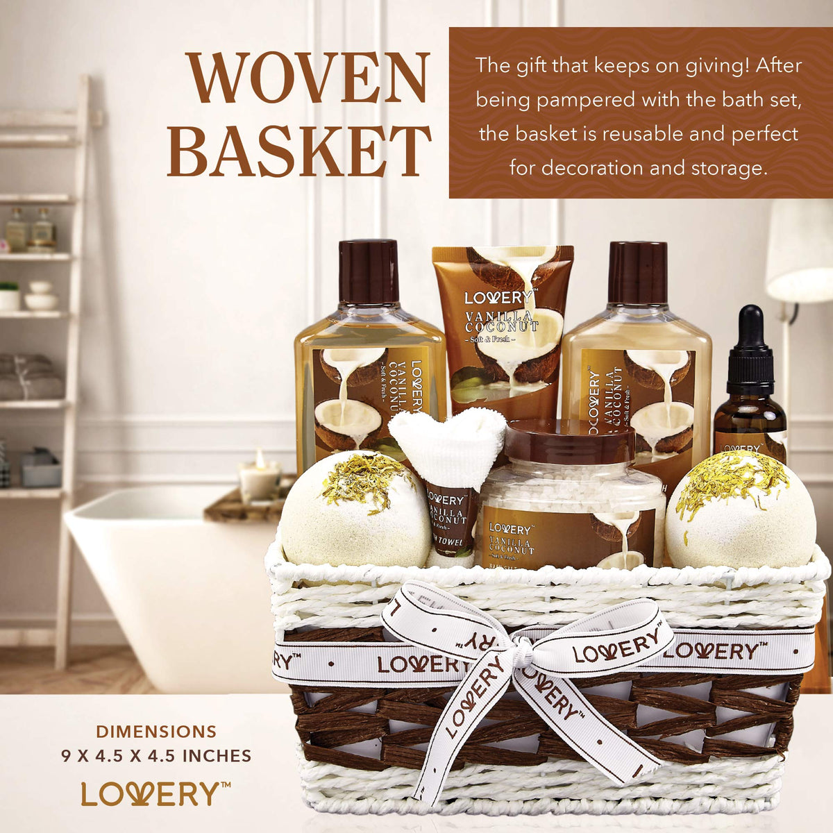 LOVERY basket next to a book showing scale and generous set size