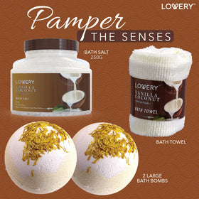 LOVERY body scrub jar pouring to show grainy exfoliation for smoother skin