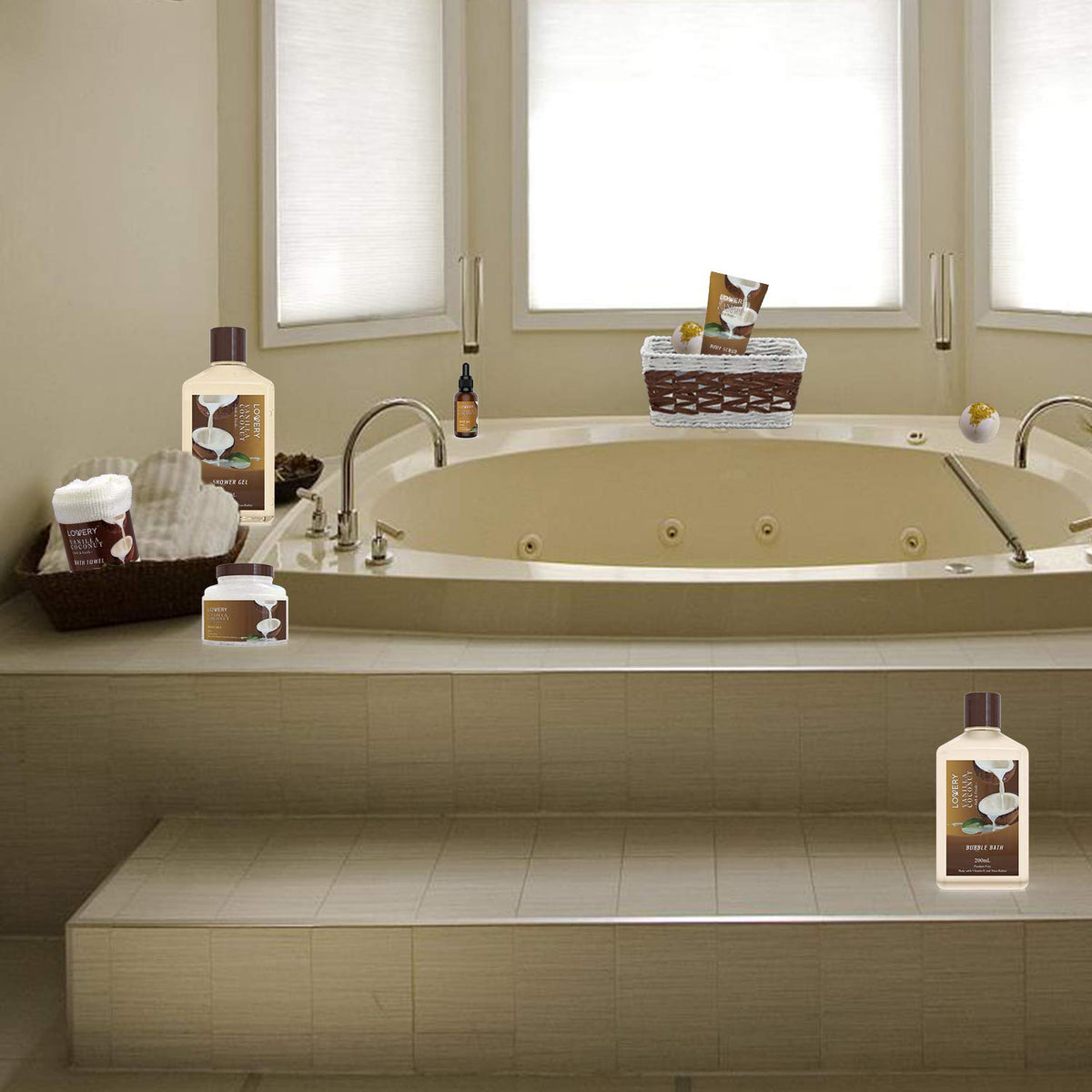 LOVERY bubble bath foam in bathtub showing luxurious soak and stress relief