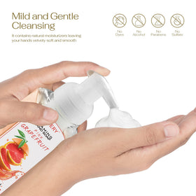 Lovery foam texture on a hand demonstrating rich lather and gentle moisturizing finish