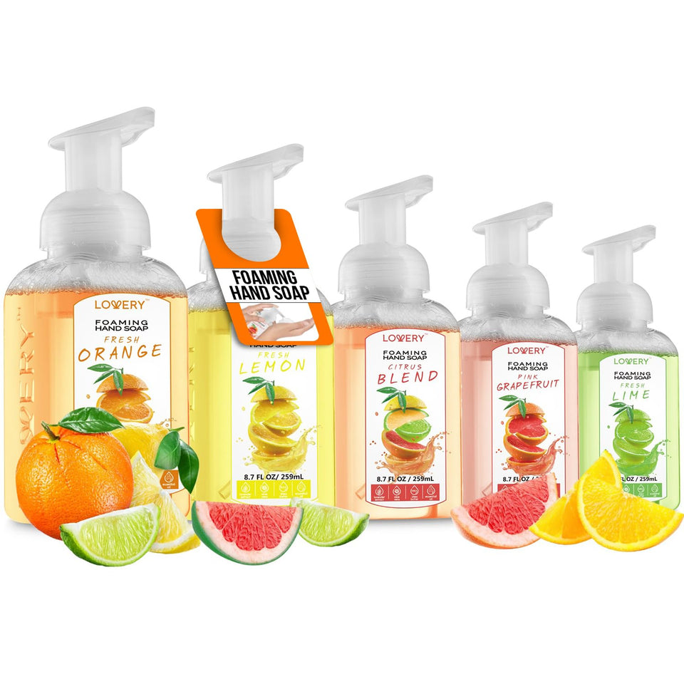 Lovery front packaging showing five scented bottles and clear labels for easy selection and variety