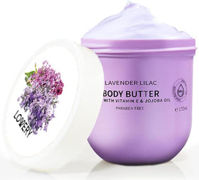 LOVERY front jar showing lavender-lilac body butter and brand appeal