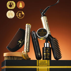 LOVERY heated straightener brush held to show size and quick smoothing benefit