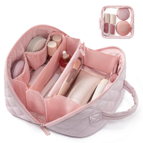 LOVEVOOK front view of closed pouch showing sleek pink finish and carry handle