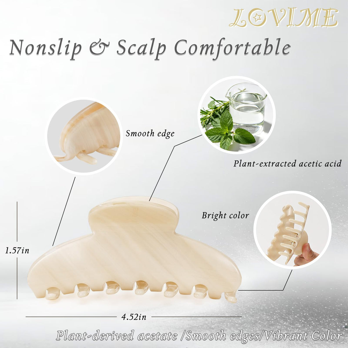 Lovime clip holding full updo on thick hair delivering strong non-slip grip
