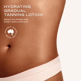 Before and after comparison with Loving Tan shows deeper, natural-looking tan