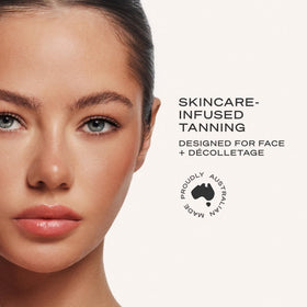Loving Tan before and after face comparison showing natural-looking glow
