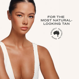 Loving Tan before and after torso showing natural looking tan benefit