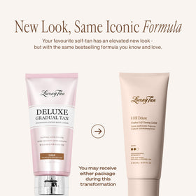 Loving Tan lotion texture close-up highlights smooth fast-drying finish