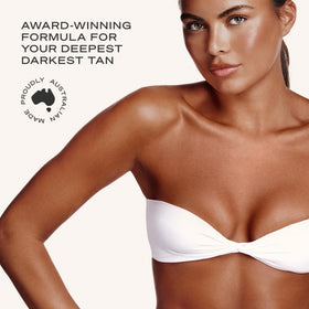 Loving Tan bottle dispensing foam highlighting quick-dry colour guide