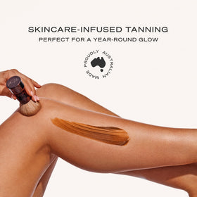 Loving Tan being applied with mitt delivering streak-free even coverage benefit