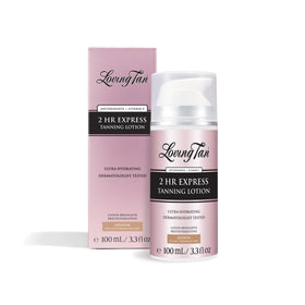 Loving Tan front bottle image showing medium-tint and skincare benefits