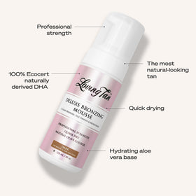 Loving Tan hand applying mousse to arm for easy, quick-dry benefit