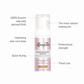 Loving Tan mousse applied with mitt showing easy, streak-free blending benefit