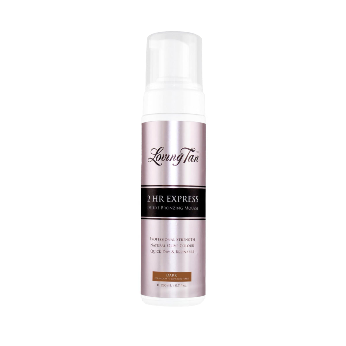 Loving Tan bottle front with pump showing sleek packaging and easy dispensing