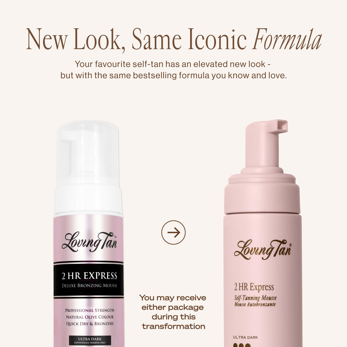 Loving Tan pump releasing mousse foam texture, demonstrates quick-drying application