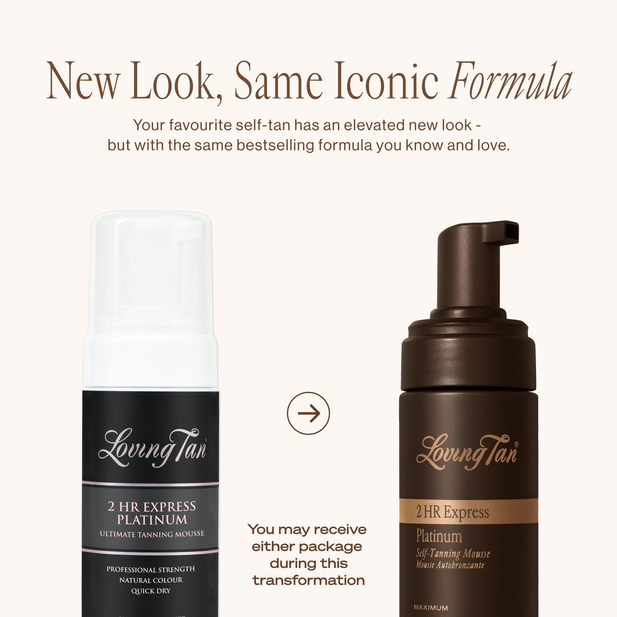 Loving Tan mousse texture close-up illustrating quick-dry, airy foam