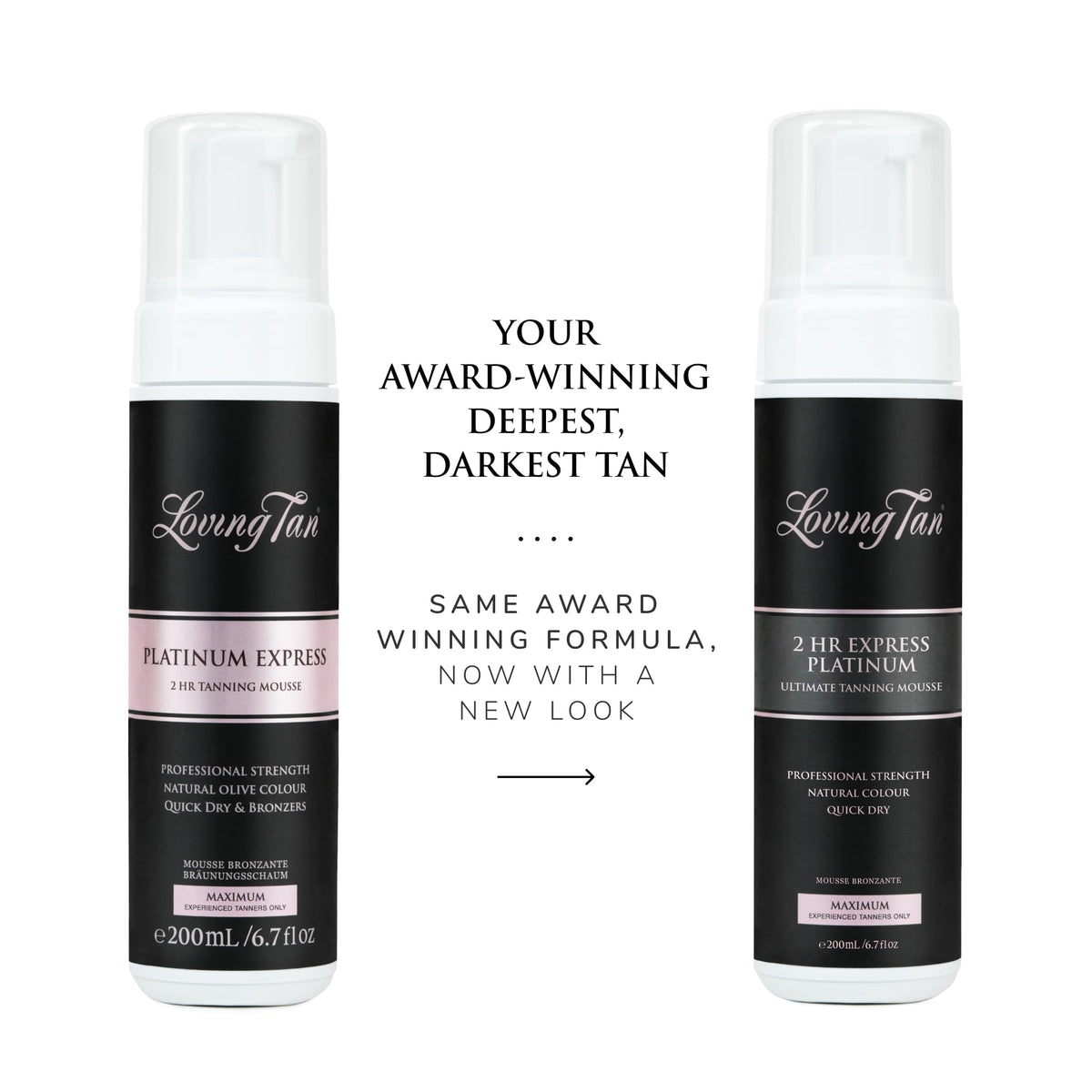 Loving Tan pump dispenser close-up offering easy, measured mousse application benefit