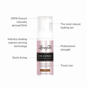 Loving Tan pump close-up dispensing mousse for controlled application